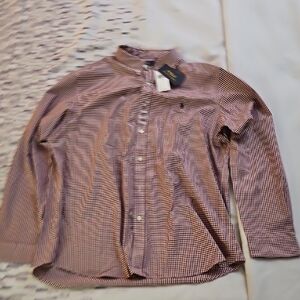 Ralph Lauren Men's Red and White Checkered Shirt